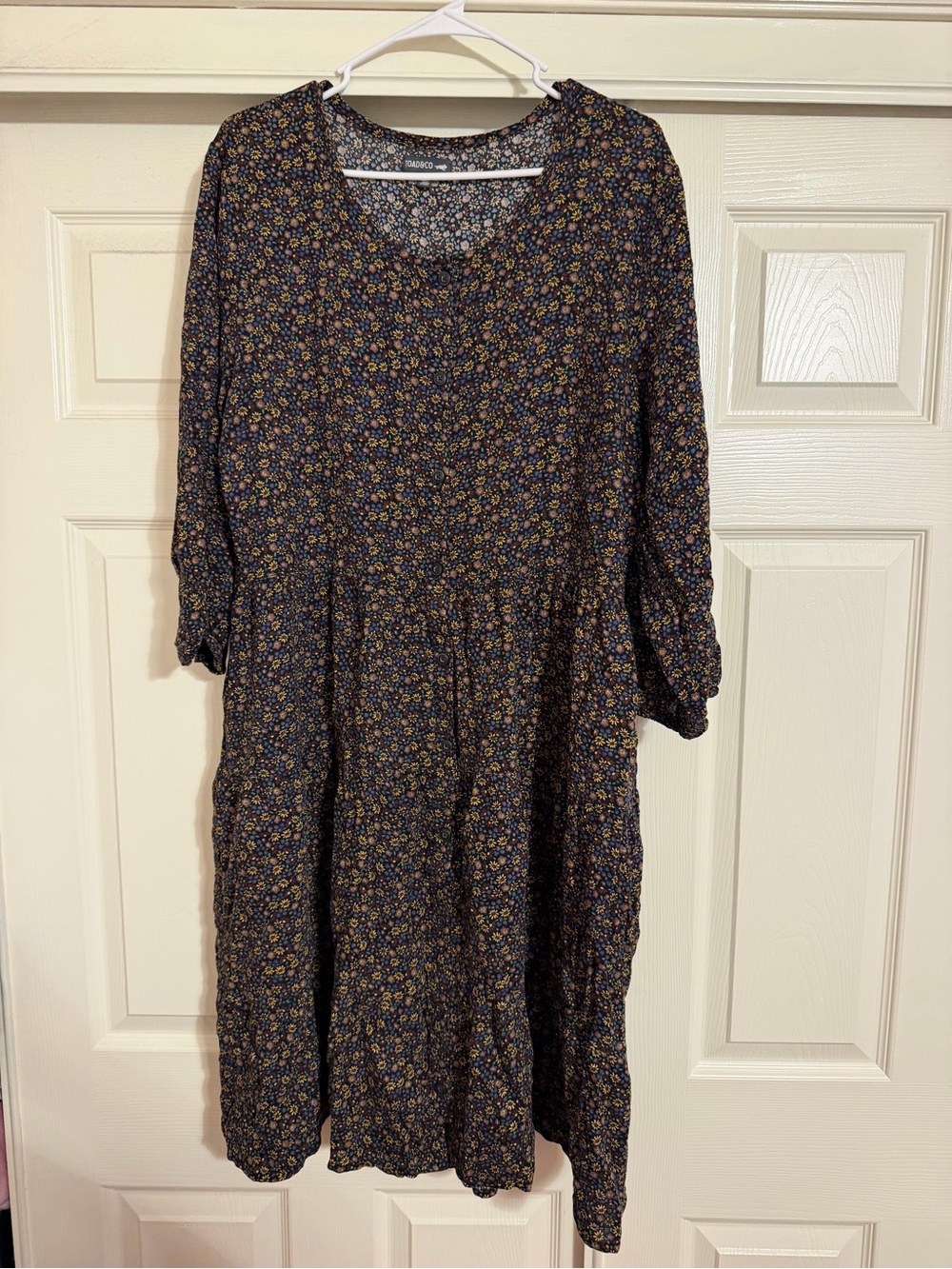 Toad & Co Manzana Tiered Long Sleeve Midi Dress Floral Organic Peasant Prairie